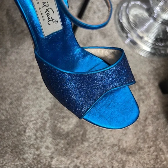 Comme IL Faut Royal Blue Glitter Tango Heels with Ankle Strap - Picture 6 of 10